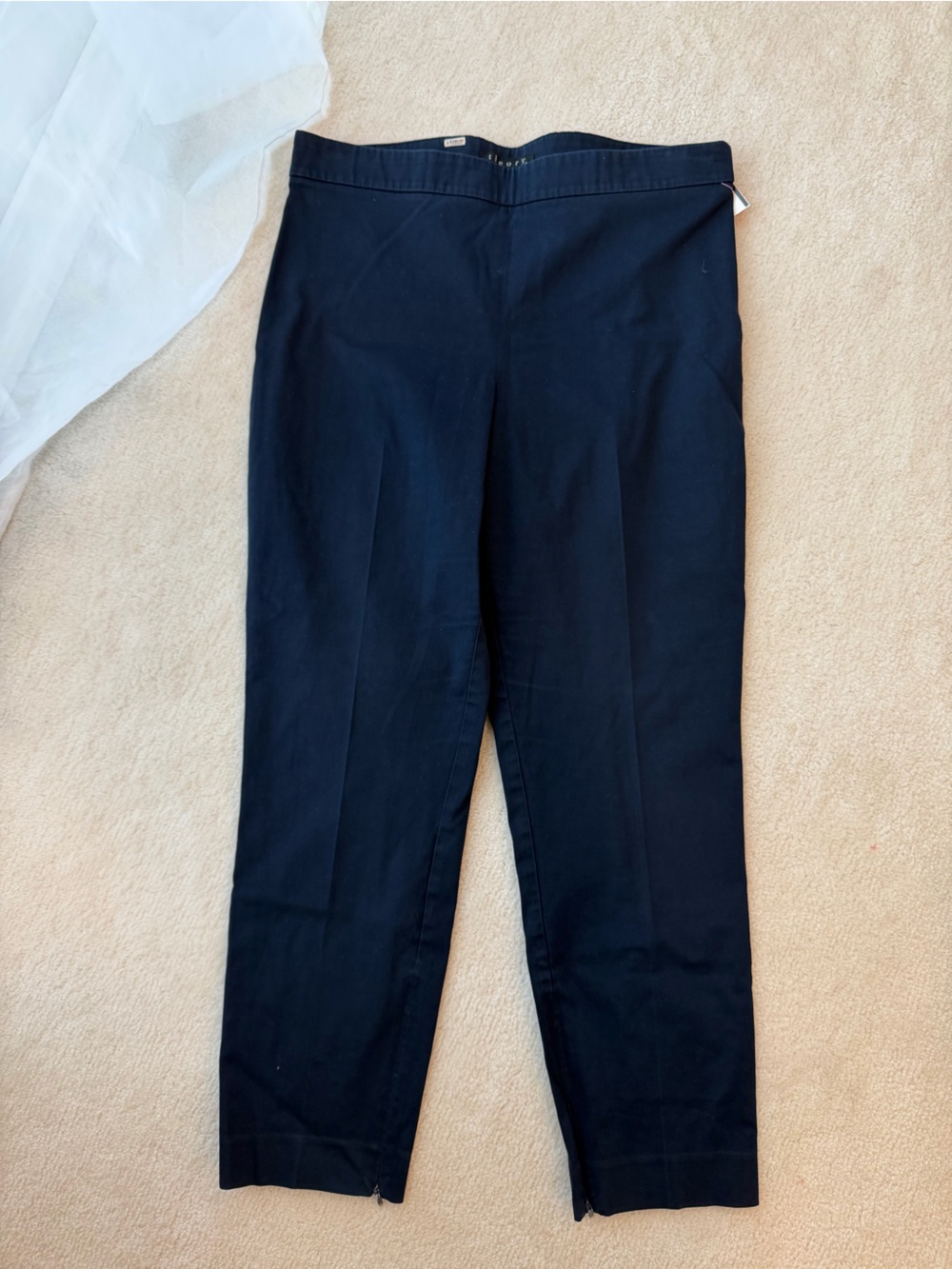 Theory Dark Blue Navy Cotton Dress Pants Classic Tailored Straight Leg Fit